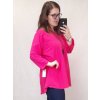 Tunika s přívěškem krátký rukáv dámská nadrozměrná (3XL/4XL ONE SIZE) ITALSKÁ MÓDA IMWQ22015/DR (Velikost 3XL/4XL, Barva tmavě růžová)