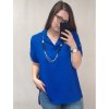 Tunika košilová s přívěskem dlouhý rukáv dámské (L/XL ONE SIZE) ITALSKá MóDA IM322019/DR (Velikost S/M/L, Barva modrá královská)