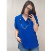Tunika košilová s přívěskem dlouhý rukáv dámské (L/XL ONE SIZE) ITALSKá MóDA IM322019/DR (Velikost S/M/L, Barva modrá královská)