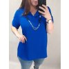 Tunika košilová s přívěskem dlouhý rukáv dámské (L/XL ONE SIZE) ITALSKá MóDA IM322019/DR (Velikost S/M/L, Barva modrá královská)