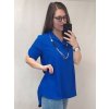 Tunika košilová s přívěskem dlouhý rukáv dámské (L/XL ONE SIZE) ITALSKá MóDA IM322019/DR (Velikost S/M/L, Barva modrá královská)