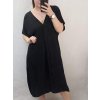 Šaty dlouhé maxi oversize krátký rukáv dámské viskoza nadrozměr (3XL/4XL/5XL ONE SIZE) ITALSKÁ MÓDA IMC22380/DR (Velikost 3XL/4XL, Barva Černá)