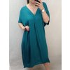 Šaty dlouhé maxi oversize krátký rukáv dámské viskoza nadrozměr (3XL/4XL/5XL ONE SIZE) ITALSKÁ MÓDA IMC22380/DR (Velikost 3XL/4XL, Barva Černá)