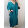 Šaty dlouhé maxi oversize krátký rukáv dámské viskoza nadrozměr (3XL/4XL/5XL ONE SIZE) ITALSKÁ MÓDA IMC22380/DR (Velikost 3XL/4XL, Barva Černá)