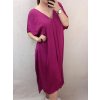 Šaty dlouhé maxi oversize krátký rukáv dámské viskoza nadrozměr (3XL/4XL/5XL ONE SIZE) ITALSKÁ MÓDA IMC22380/DR (Velikost 3XL/4XL, Barva Černá)