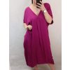 Šaty dlouhé maxi oversize krátký rukáv dámské viskoza nadrozměr (3XL/4XL/5XL ONE SIZE) ITALSKÁ MÓDA IMC22380/DR (Velikost 3XL/4XL, Barva Černá)