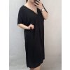 Šaty dlouhé maxi oversize krátký rukáv dámské viskoza nadrozměr (3XL/4XL/5XL ONE SIZE) ITALSKÁ MÓDA IMC22380/DR (Velikost 3XL/4XL, Barva Černá)