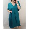 Šaty dlouhé maxi oversize krátký rukáv dámské viskoza nadrozměr (3XL/4XL/5XL ONE SIZE) ITALSKÁ MÓDA IMC22380/DR (Velikost 3XL/4XL, Barva Černá)