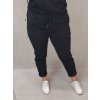 Kalhoty bavlněné letní dámské nadrozměr (3XL/4XL/5XL ONE SIZE) ITALSKÁ MODA IM422499LH/DU (Velikost 3XL/4XL, Barva Černá)