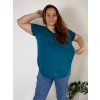 Tunika krátký rukáv dámské nadrozměr ULIVO (46/48/50 ONE SIZE) ITALSKÁ MÓDA IM722006/DR (Velikost 46/48/50, Barva zelená)