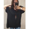 Tunika oversize krátký rukáv s přívěskem dámská nadrozměr (3XL/4XL ONE SIZE) ITALSKá MóDA IM422524/DR