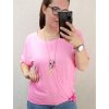Tunika krátký rukáv s přívěskem dámská nadrozměr (2xl/3XL/4XL ONE SIZE) ITALSKÁ MÓDA IM422386/DR (Velikost 2XL/3XL, Barva růžová)