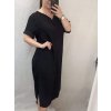Šaty letní krátký rukáv lněné dámské nadrozměr (L/XL/2XL ONE SIZE) ITALSKÁ MÓDA IMC22444/DR (Velikost XL/2XL, Barva Černá)