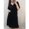 Šaty letní krátký rukáv lněné dámské nadrozměr (L/XL/2XL ONE SIZE) ITALSKÁ MÓDA IMC22444/DR (Velikost XL/2XL, Barva Černá)