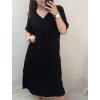 Šaty letní krátký rukáv lněné dámské nadrozměr (L/XL/2XL ONE SIZE) ITALSKÁ MÓDA IMC22444/DR (Velikost XL/2XL, Barva Černá)