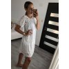 Šaty letní  krajkové krátký rukáv dámské nadrozměr (L/XLONE SIZE) ITALSKÁ MÓDA IMWD22064/DR (Velikost S/M/L, Barva bílá)