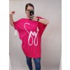 Šaty oversize krátký rukáv joy dámské nadrozměr (4XL/5XL ONE SIZE) ITALSKÁ MÓDA IM422227 (Velikost 4XL/5XL, Barva tmavě růžová)