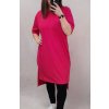 Šaty bavlněné volnočasové krátký rukáv dámské nadrozměr (XL/2XL ONE SIZE) ITALSKÁ MODA IM422103 (Velikost XL/2XL, Barva tmavě růžová)