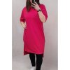 Šaty bavlněné volnočasové krátký rukáv dámské nadrozměr (XL/2XL ONE SIZE) ITALSKÁ MODA IM422103 (Velikost XL/2XL, Barva tmavě růžová)