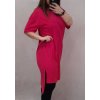 Šaty bavlněné volnočasové krátký rukáv dámské nadrozměr (XL/2XL ONE SIZE) ITALSKÁ MODA IM422103 (Velikost XL/2XL, Barva tmavě růžová)