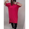 Šaty bavlněné volnočasové krátký rukáv dámské nadrozměr (XL/2XL ONE SIZE) ITALSKÁ MODA IM422103 (Velikost XL/2XL, Barva tmavě růžová)