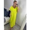 Šaty oversize s kapucí lněné krátký rukáv dámská nadrozměr (L/XL/2XL ONE SIZE) ITALSKá MóDA IM522181 (Velikost XL/2XL, Barva žlutá)