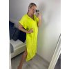 Šaty oversize s kapucí lněné krátký rukáv dámská nadrozměr (L/XL/2XL ONE SIZE) ITALSKá MóDA IM522181 (Velikost XL/2XL, Barva žlutá)