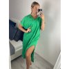 Šaty oversize s kapucí lněné krátký rukáv dámská nadrozměr (L/XL/2XL ONE SIZE) ITALSKá MóDA IM522181 (Velikost XL/2XL, Barva žlutá)