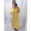 Šaty oversize s kapucí lněné krátký rukáv dámská nadrozměr (L/XL/2XL ONE SIZE) ITALSKá MóDA IM522181 (Velikost XL/2XL, Barva žlutá)