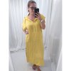 Šaty oversize s kapucí lněné krátký rukáv dámská nadrozměr (L/XL/2XL ONE SIZE) ITALSKá MóDA IM522181 (Velikost XL/2XL, Barva žlutá)