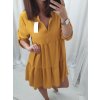 Šaty oversize volnočasové 3/4 rukáv dámské nadrozměr (XL/2XL ONE SIZE) ITALSKÁ MÓDA IMD22440/DR (Velikost XL/2XL, Barva béžová)