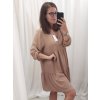 Šaty oversize volnočasové 3/4 rukáv dámské nadrozměr (XL/2XL ONE SIZE) ITALSKÁ MÓDA IMD22440/DR (Velikost XL/2XL, Barva béžová)