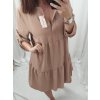 Šaty oversize volnočasové 3/4 rukáv dámské nadrozměr (XL/2XL ONE SIZE) ITALSKÁ MÓDA IMD22440/DR (Velikost XL/2XL, Barva béžová)