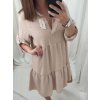 Šaty oversize volnočasové 3/4 rukáv dámské nadrozměr (XL/2XL ONE SIZE) ITALSKÁ MÓDA IMD22440/DR (Velikost XL/2XL, Barva béžová)