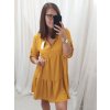Šaty oversize volnočasové 3/4 rukáv dámské nadrozměr (XL/2XL ONE SIZE) ITALSKÁ MÓDA IMD22440/DR (Velikost XL/2XL, Barva béžová)