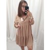 Šaty oversize volnočasové 3/4 rukáv dámské nadrozměr (XL/2XL ONE SIZE) ITALSKÁ MÓDA IMD22440/DR (Velikost XL/2XL, Barva béžová)