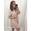 Šaty oversize volnočasové 3/4 rukáv dámské nadrozměr (XL/2XL ONE SIZE) ITALSKÁ MÓDA IMD22440/DR (Velikost XL/2XL, Barva béžová)