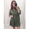 Šaty oversize volnočasové 3/4 rukáv dámské nadrozměr (XL/2XL ONE SIZE) ITALSKÁ MÓDA IMD22440/DR (Velikost XL/2XL, Barva béžová)