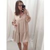 Šaty oversize volnočasové 3/4 rukáv dámské nadrozměr (XL/2XL ONE SIZE) ITALSKÁ MÓDA IMD22440/DR (Velikost XL/2XL, Barva béžová)
