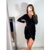 Šaty elegantní třpytivé s flitry dlouhý rukáv dámské (S/M ONE SIZE) ITALSKá MóDA IMM22FL4539/DR