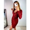 Šaty elegantní třpytivé s flitry dlouhý rukáv dámské (S/M ONE SIZE) ITALSKá MóDA IMM22FL4539/DR