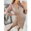 Šaty elegantní třpytivé flitrové dlouhý rukáv dámské (S/M ONE SIZE) ITALSKÁ MÓDA IMWGS223661/UL (Velikost S/M/L, Barva béžová)