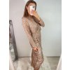 Šaty elegantní třpytivé flitrové dlouhý rukáv dámské (S/M ONE SIZE) ITALSKÁ MÓDA IMWGS223661/UL (Velikost S/M/L, Barva béžová)
