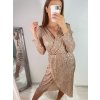Šaty elegantní třpytivé flitrové dlouhý rukáv dámské (S/M ONE SIZE) ITALSKÁ MÓDA IMWGS223661/UL (Velikost S/M/L, Barva béžová)