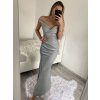 Šaty dlouhé elegantní společenské třpytivé carmen dámské (S/M ONE SIZE) ITALSKÁ MÓDA IMM2251196/DUR (Velikost S/M/L, Barva béžová)