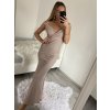 Šaty dlouhé elegantní společenské třpytivé carmen dámské (S/M ONE SIZE) ITALSKÁ MÓDA IMM2251196/DUR (Velikost S/M/L, Barva béžová)