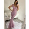 Šaty dlouhé elegantní společenské třpytivé carmen dámské (S/M ONE SIZE) ITALSKÁ MÓDA IMM2251196/DUR (Velikost S/M/L, Barva béžová)