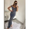 Šaty dlouhé elegantní společenské třpytivé carmen dámské (S/M ONE SIZE) ITALSKÁ MÓDA IMM2251196/DUR (Velikost S/M/L, Barva béžová)