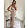 Šaty dlouhé elegantní společenské třpytivé carmen dámské (S/M ONE SIZE) ITALSKÁ MÓDA IMM2251196/DUR (Velikost S/M/L, Barva béžová)