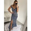 Šaty dlouhé elegantní společenské třpytivé carmen dámské (S/M ONE SIZE) ITALSKÁ MÓDA IMM2251196/DUR (Velikost S/M/L, Barva béžová)
